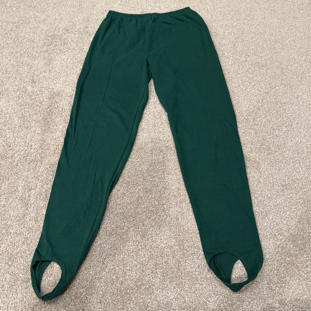Vintage Ellemenno 1990s Stirrup Stretch Pants Leggings High Waisted Green L - 13